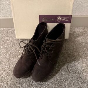 Clarks Dark Grey Suede Lace-Up Boots